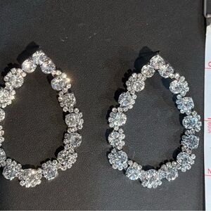 Sparkling Silver Teardrop Crystal Earrings